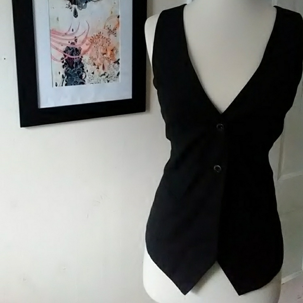 Guess Black Pinstripe Vest