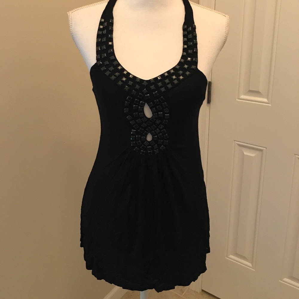Forever 21 black beaded halter top