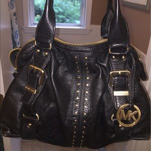Michael Kors Black Studded Leather Satchel