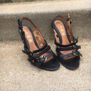 LAMB leather open toe leather heals