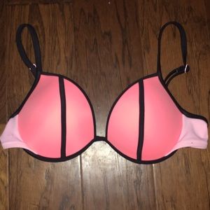Pink Color Block Push-Up Bikini Top