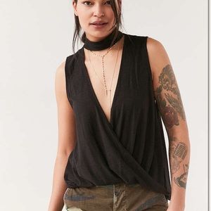 Urban Outfitters Black choker wrap top