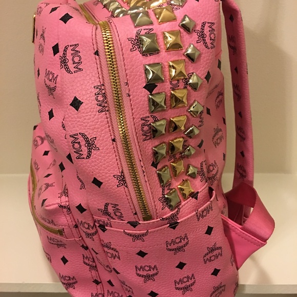 Pink Studded MCM Large Backpack main image 4