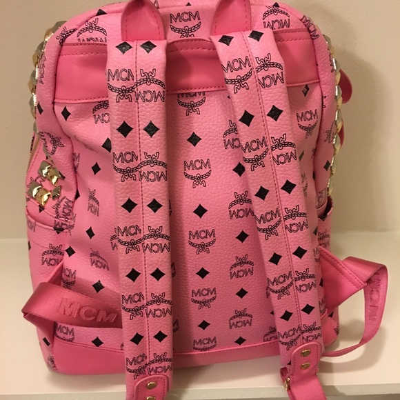 Pink Studded MCM Large Backpack main image 5