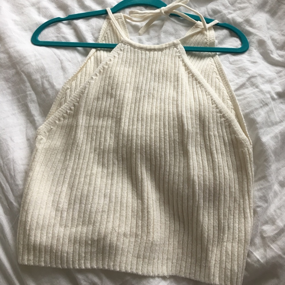 Pacsun LA hearts cream crop top