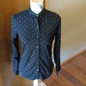 Ralph Lauren black/white polka dot top size small.