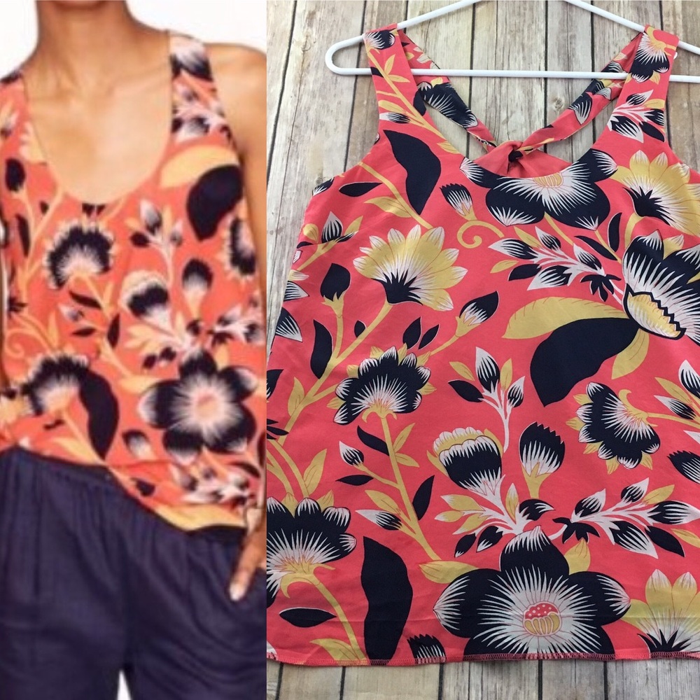 J. Crew Twist-Back Top In Hibiscus Floral Silk