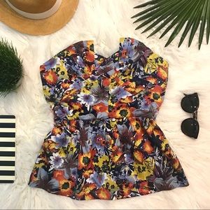 Anthropologie Floral Garden Statement Bustier Top