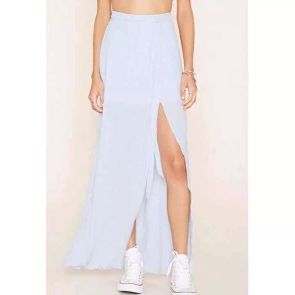 Light Blue Slit Maxi Skirt