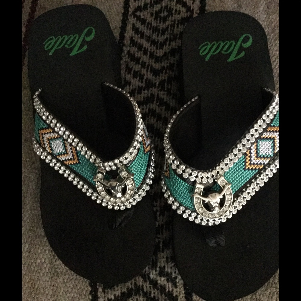JADE Aztec blinged out flip flop
