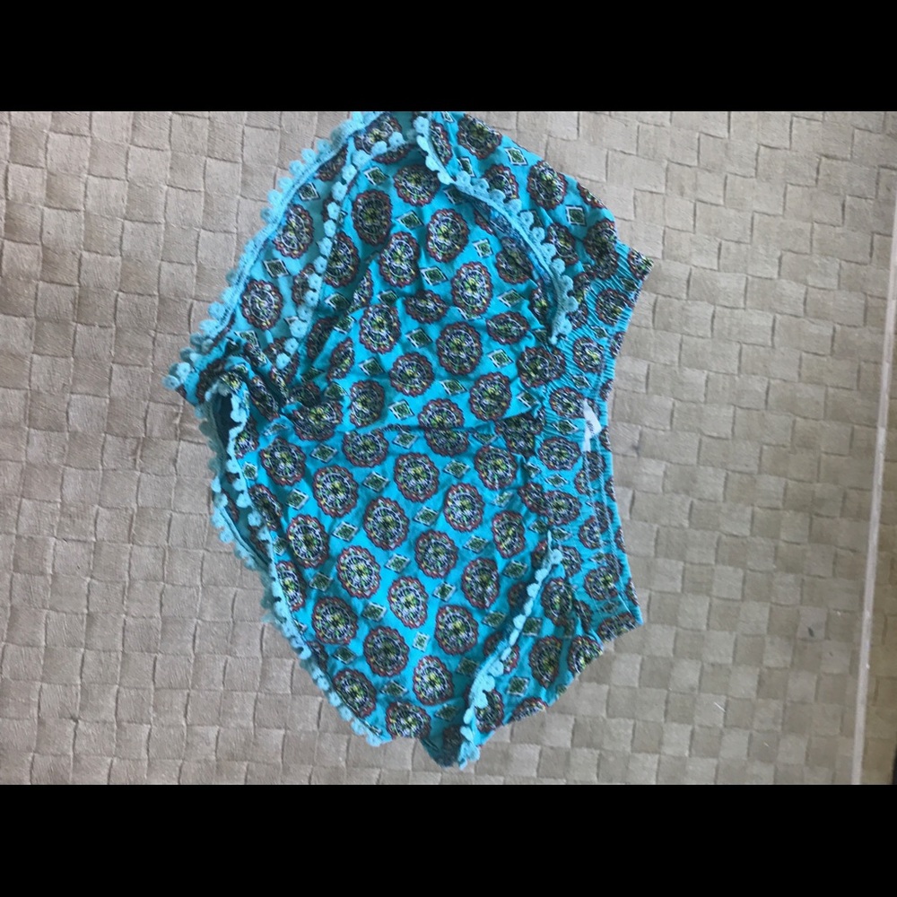 Blue pattern trendy shorts