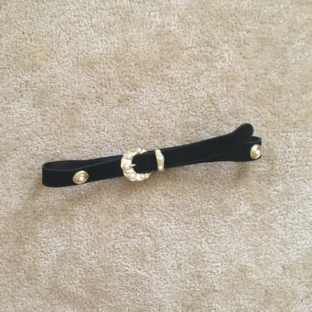 Black and Gold Vintage Leather Belt