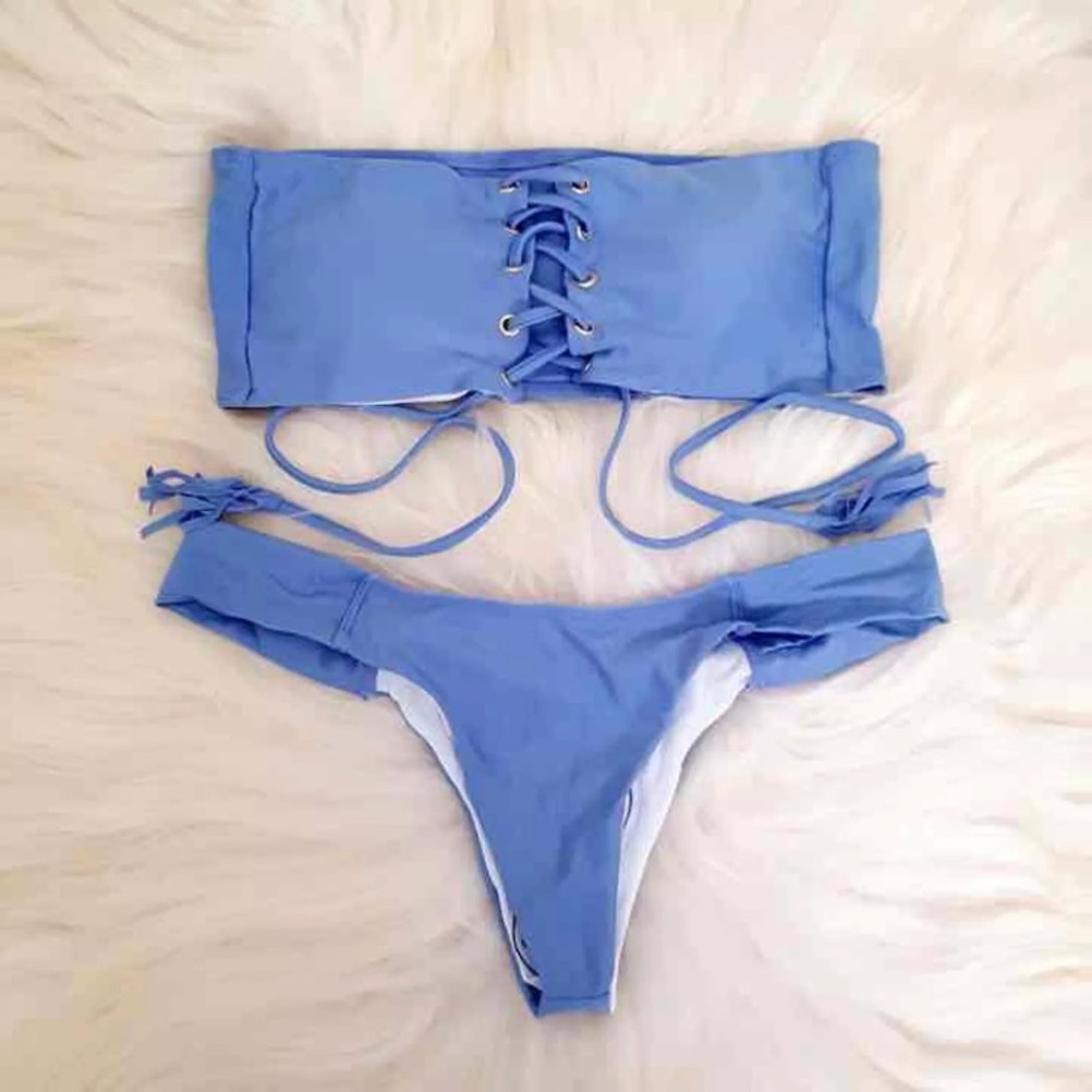 New Lace Up Two Piece Bathing Suit