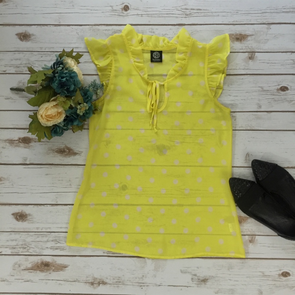 Bobeau • Sheer Yellow Polka Dot Blouse