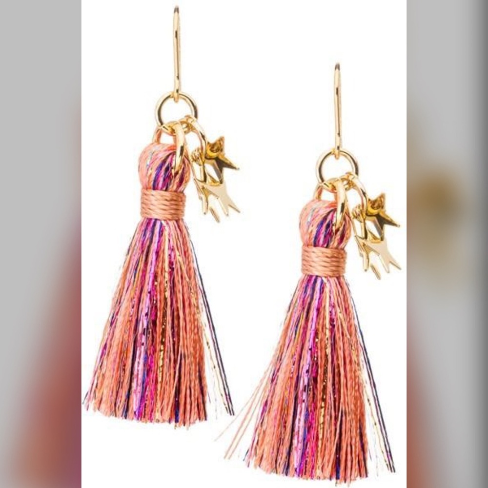 Pink Tassel and star earrings