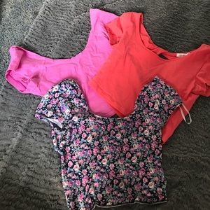 Three gently worn PAC Sun and Forever 21 crop tops