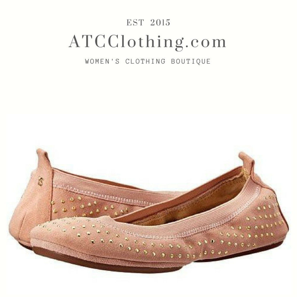 Yosi Samra Samara Rose Cloud Suede Studded Flats - Picture 1 of 3