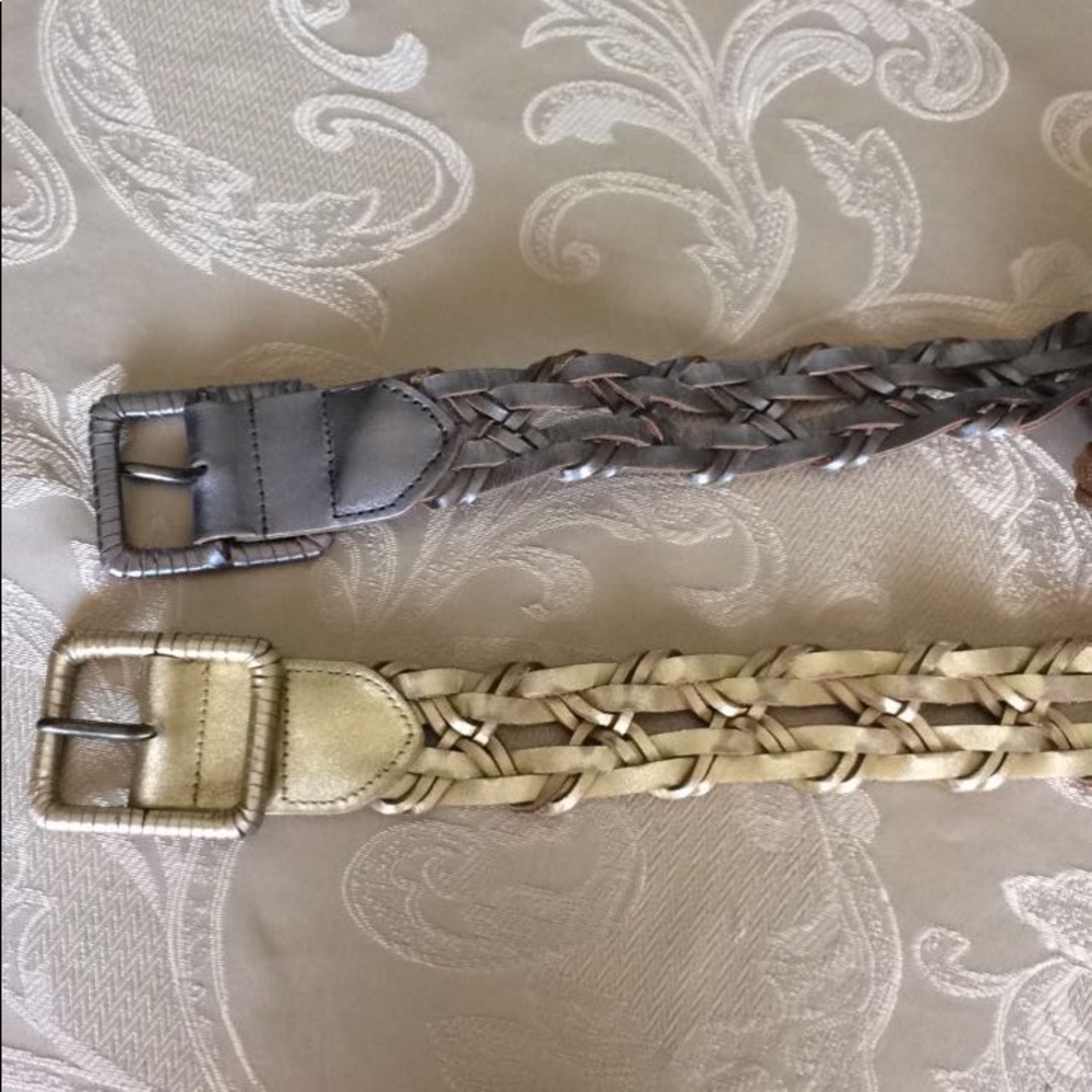 Hollister metallic gold and silver leather belt