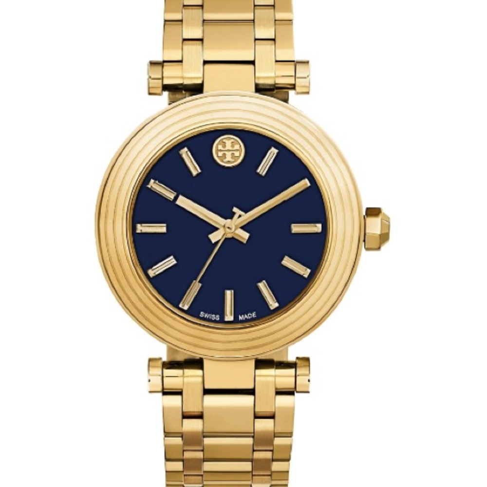 CLASSIC T WATCH, GOLD-TONE/NAVY, 35 MM