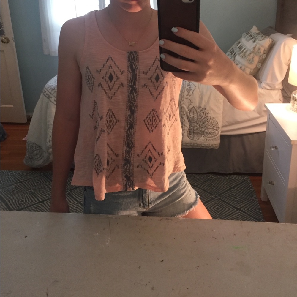 Pink and grey patterned tank top