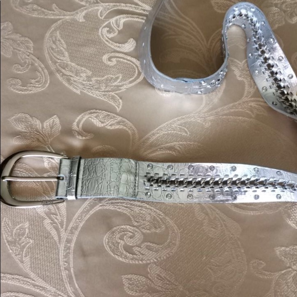Guess silver metallic rhinestone belt