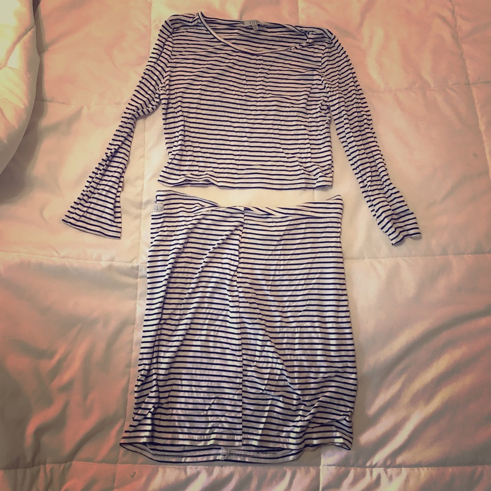 Matching crop top & mini skirt