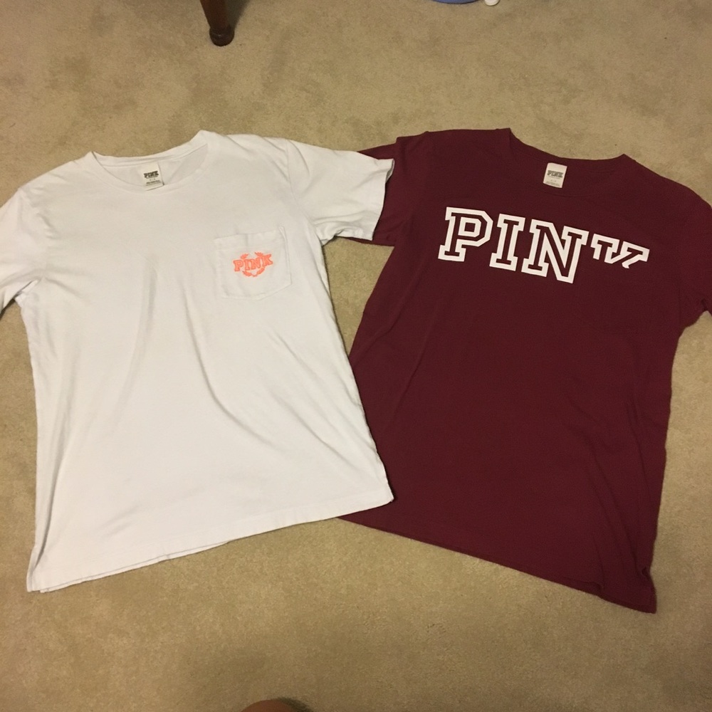 Two VS Pink oversized tees