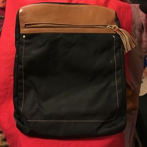 Nylon, leather trim RFID travel bag