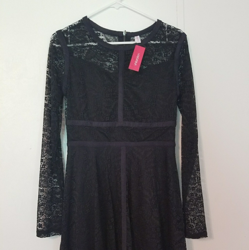 Black long sleeve skater dress