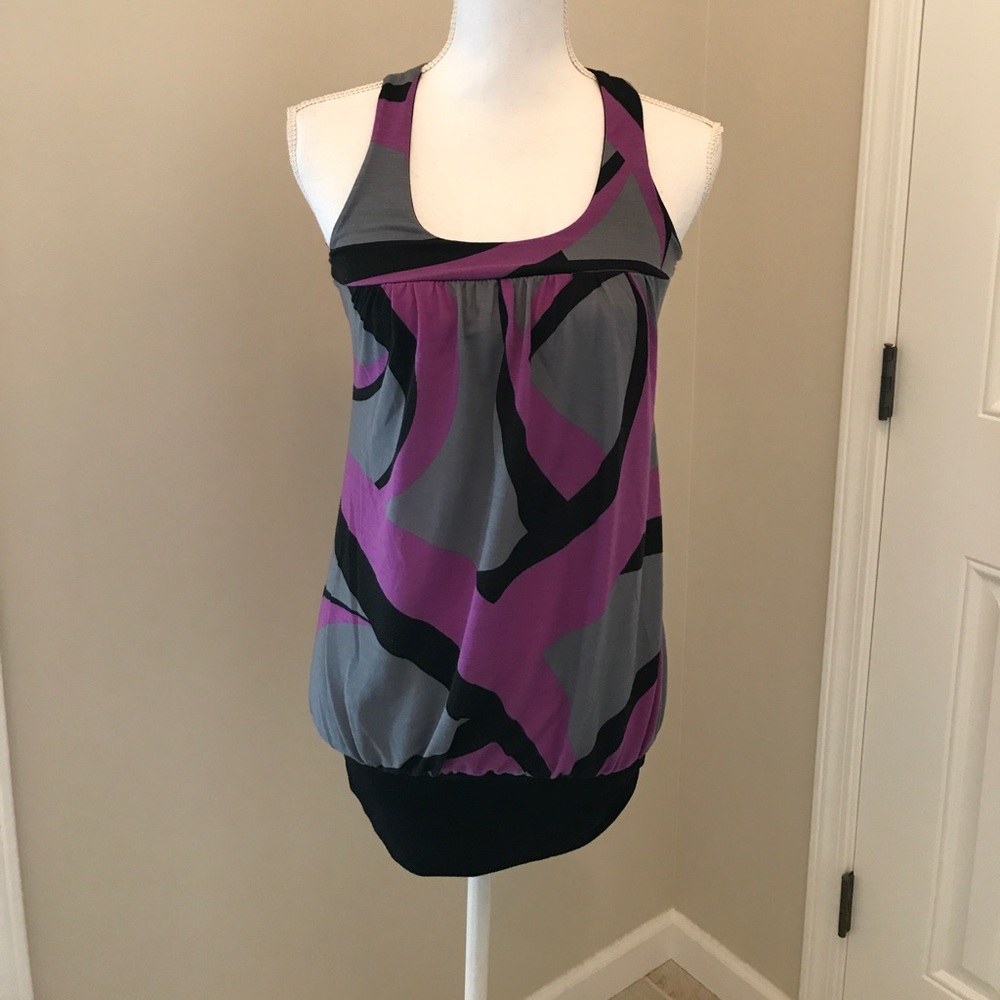 Black/Purple/Gray racer back long tank top