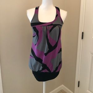 Black/Purple/Gray racer back long tank top
