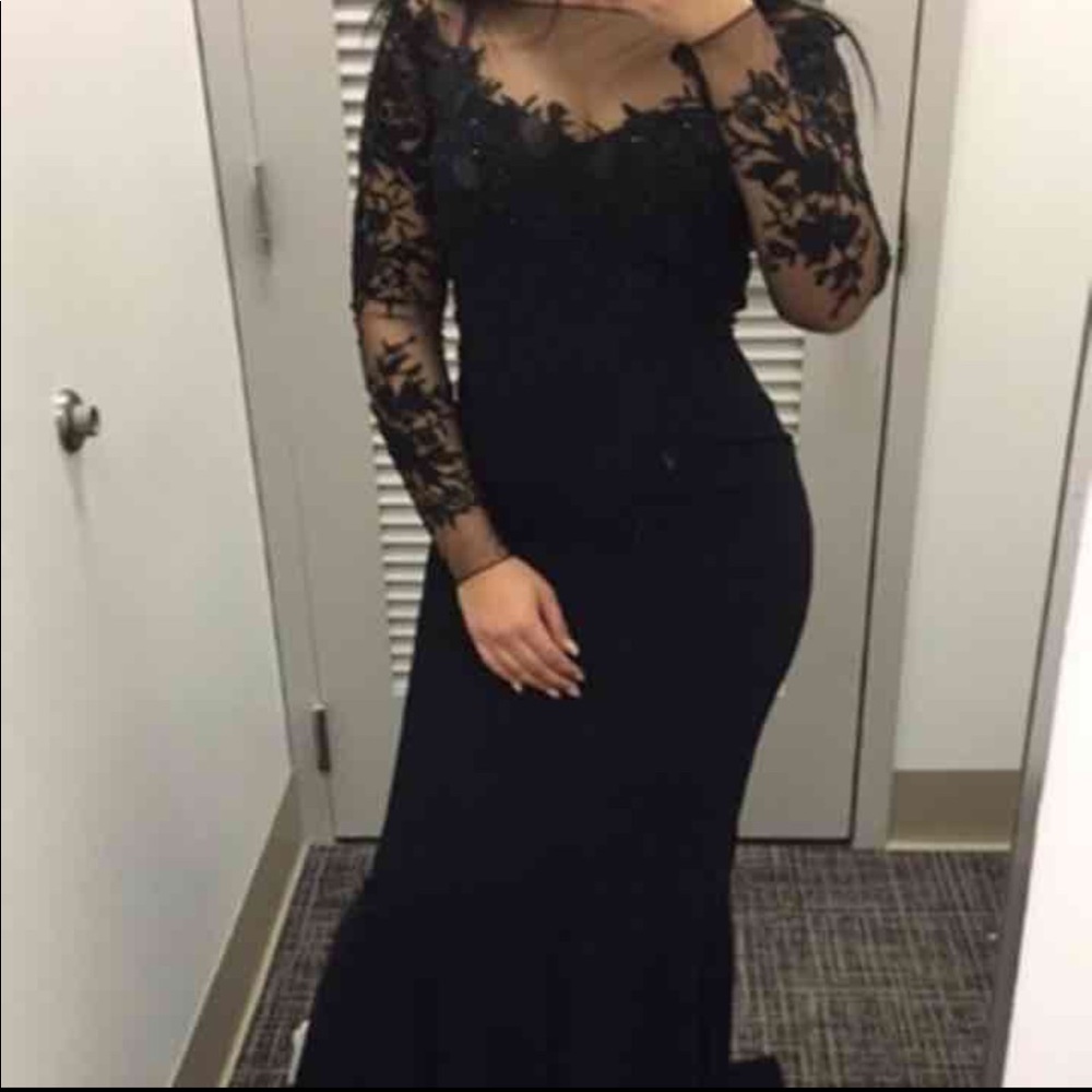 Long sleeve lace prom dress