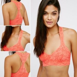 New WT Free People Lace Papaya Galloon Bralette