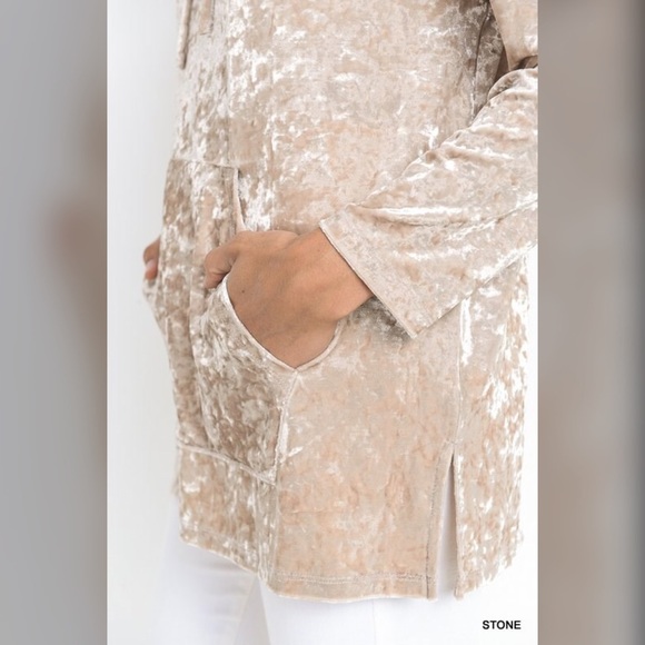 Crushed Velvet Hoodie with Pockets-LAST 1! 💕 - Picture 3 of 3