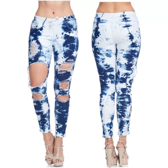  Plus Jogger Acid Ripped Skinny Stretch Jeans - Picture 2 of 8