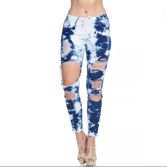  Plus Jogger Acid Ripped Skinny Stretch Jeans - Picture 3 of 8