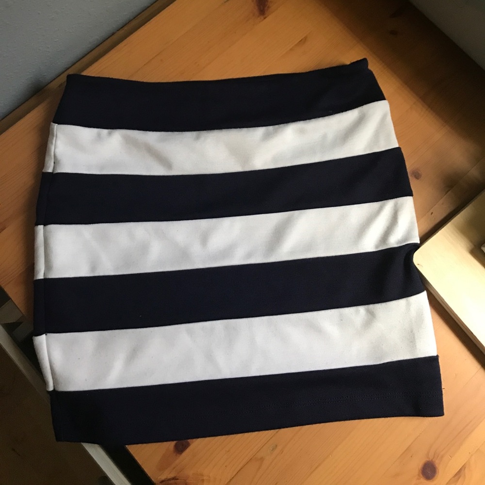 Blue and white mini skirt