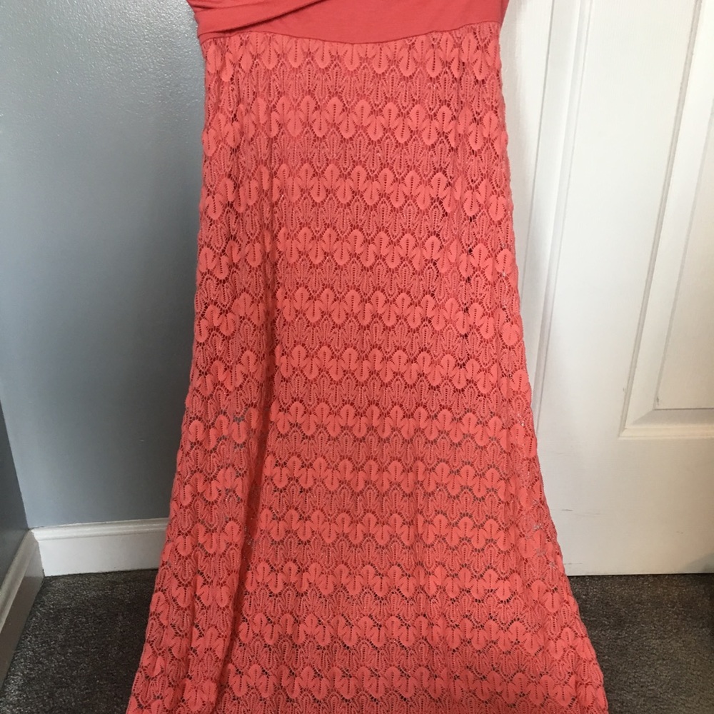 Coral lace Vanity maxi skirt
