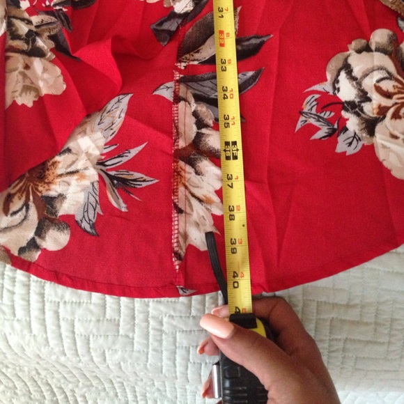 Off shoulder red floral high split dress - Picture 4 of 4