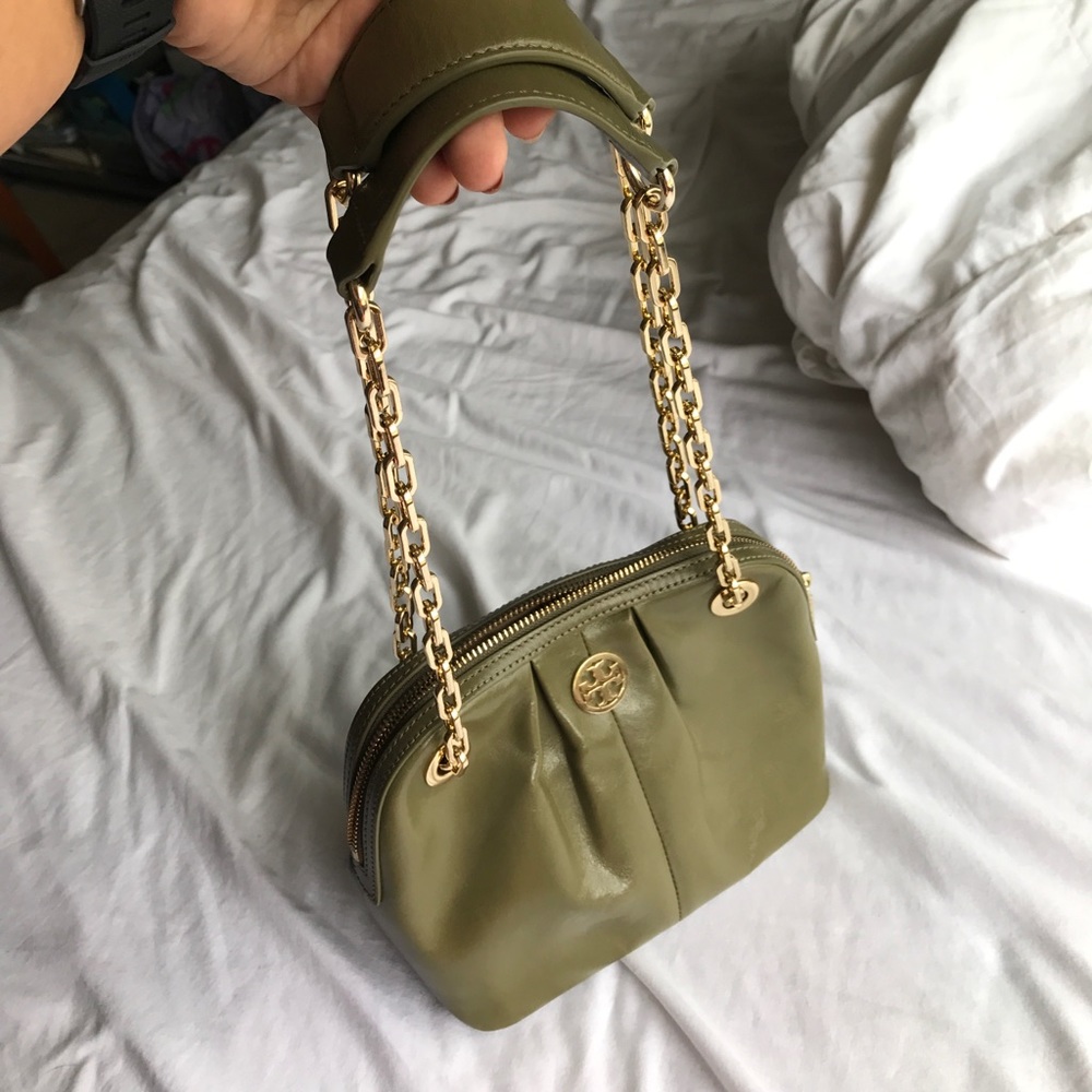 TORY BURCH OLIVE GREEN MINI HAND BAG