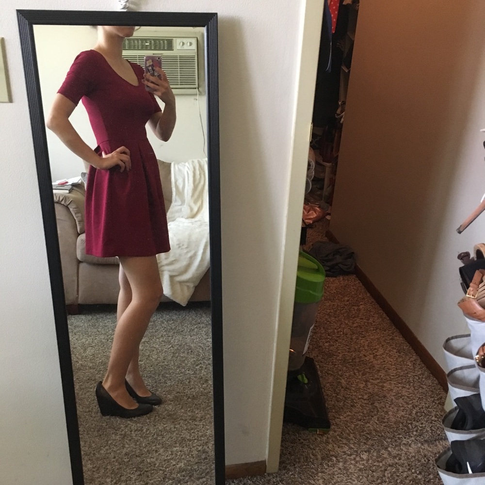 Red skater dress with pockets