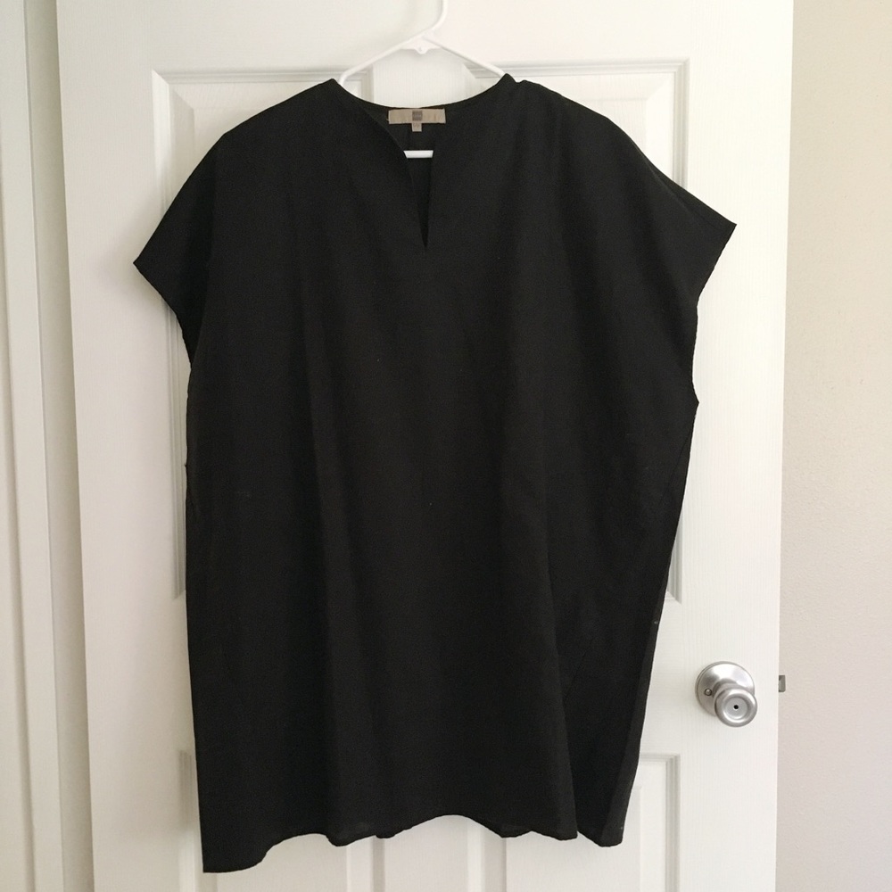 Black Linen Dress or Cover Up with Pockets