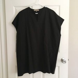 Black Linen Dress or Cover Up with Pockets