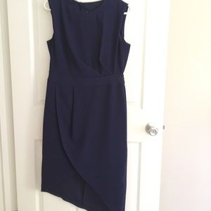 Navy Midi with Asymmetrical Hem and Tulip Back