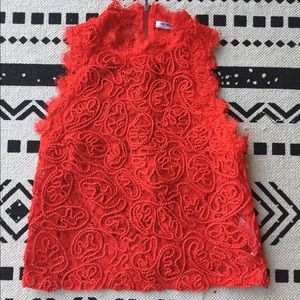 Zara reddish/orange lace tank