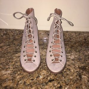 Lace Up Open Toe Booties
