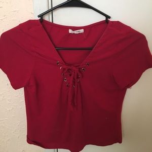 Little red lace up shirt