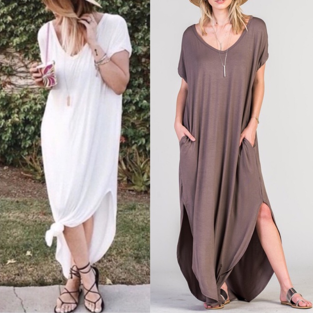 CHARLIZE solid boho dress - IVORY - Picture 1 of 3
