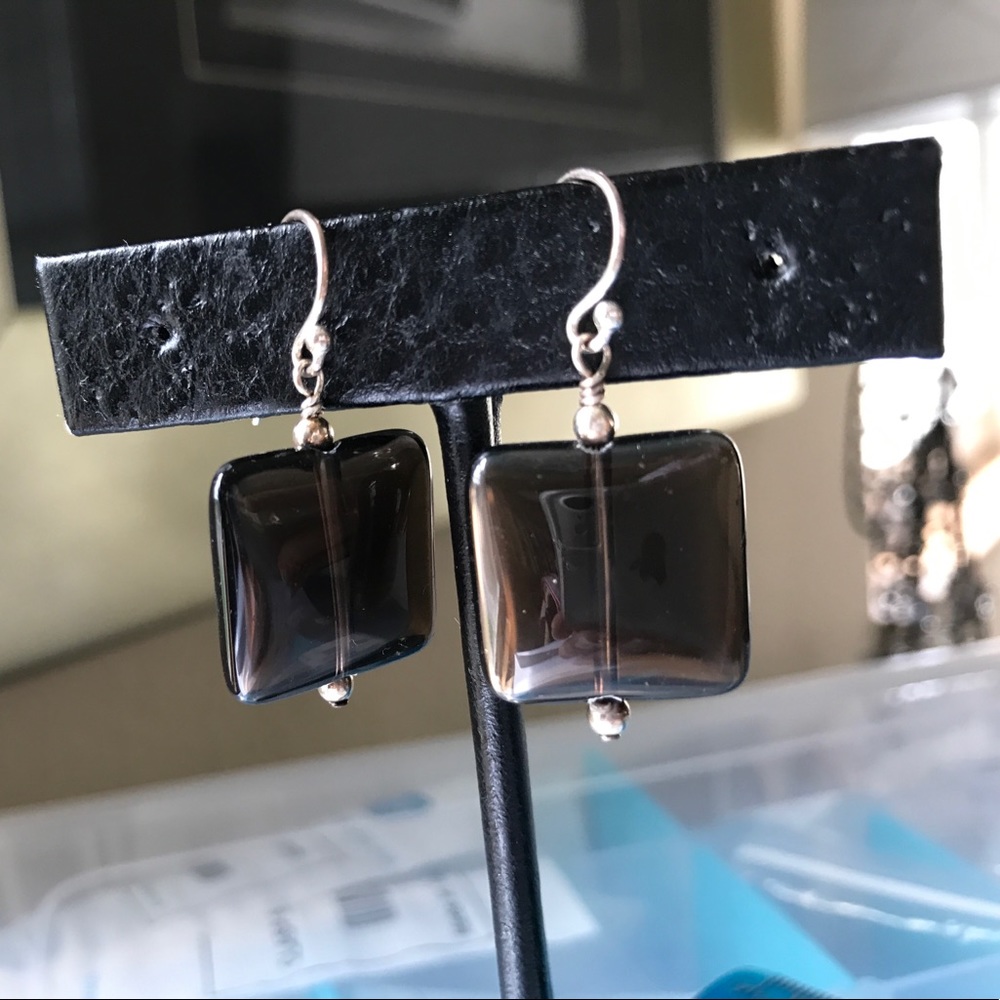 Smokey Quartz and Sterling Silver Earrings