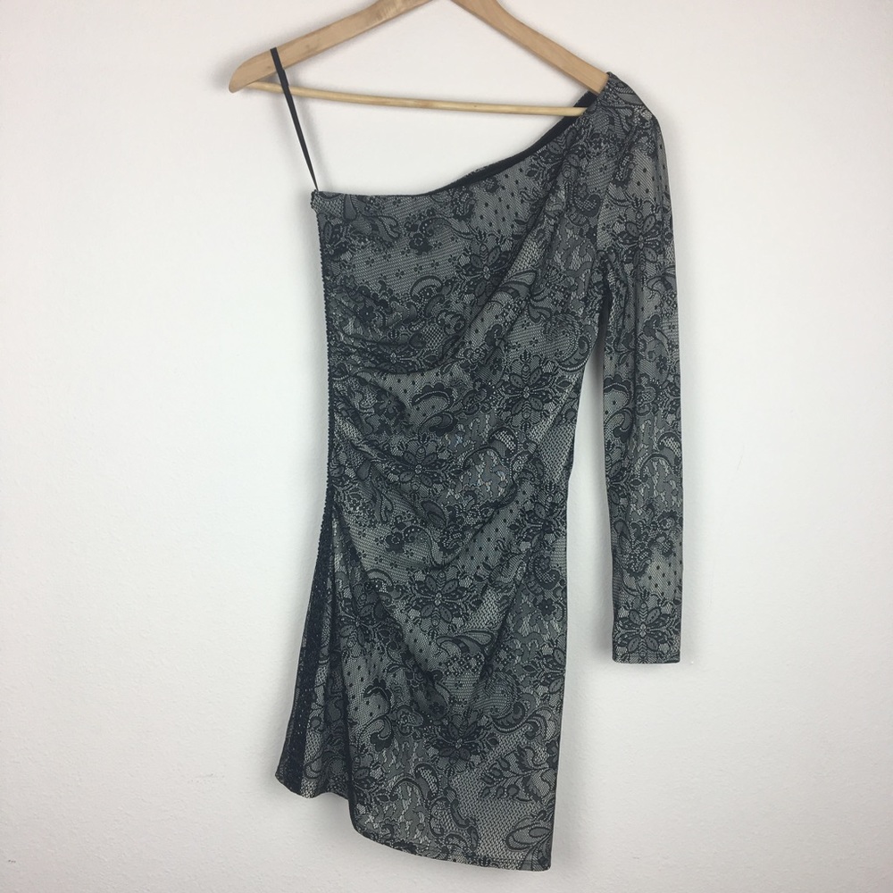 Laundry by Shelli Segal One Shoulder Black Dress 2